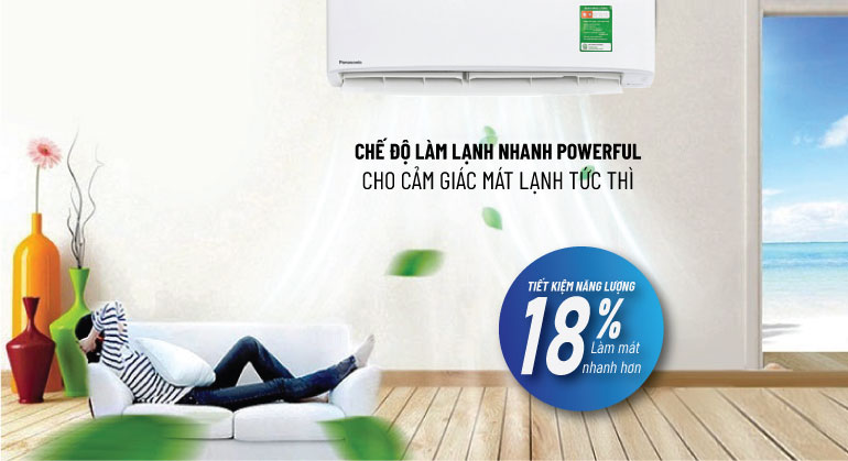 Máy lạnh Panasonic làm mát nhanh hơn 18% với chế độ powerful