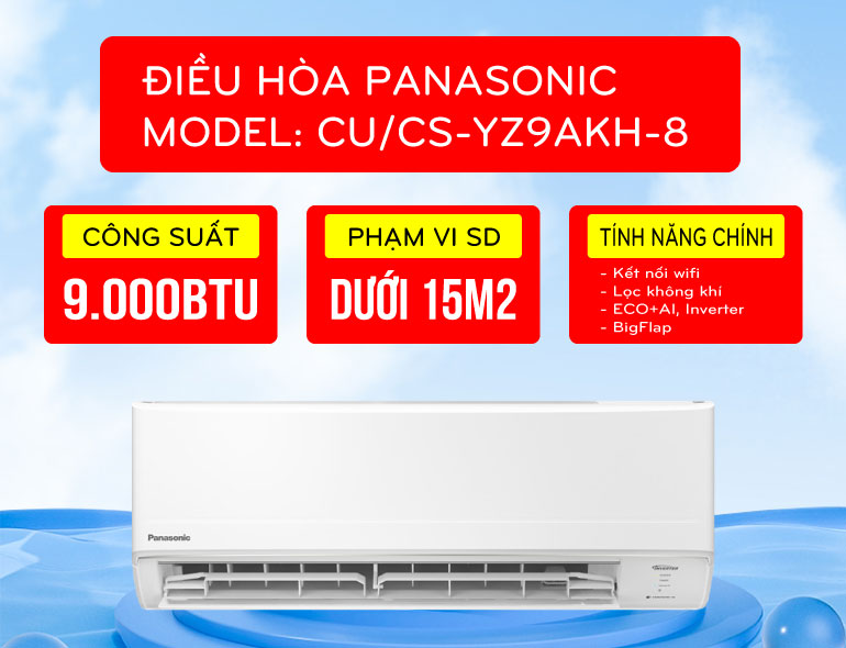 Điều hòa panasonic 9000 2 chiều inverter YZ9AHK-8